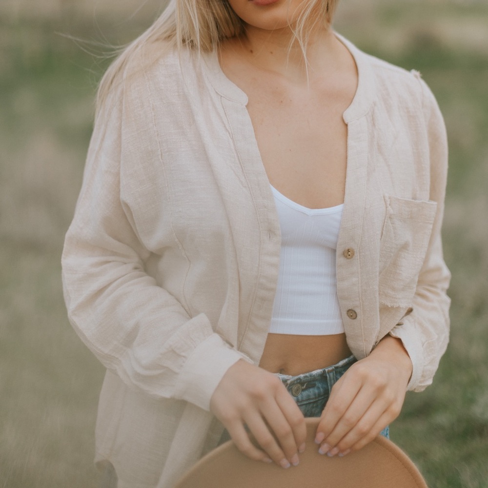 Cream button down top
